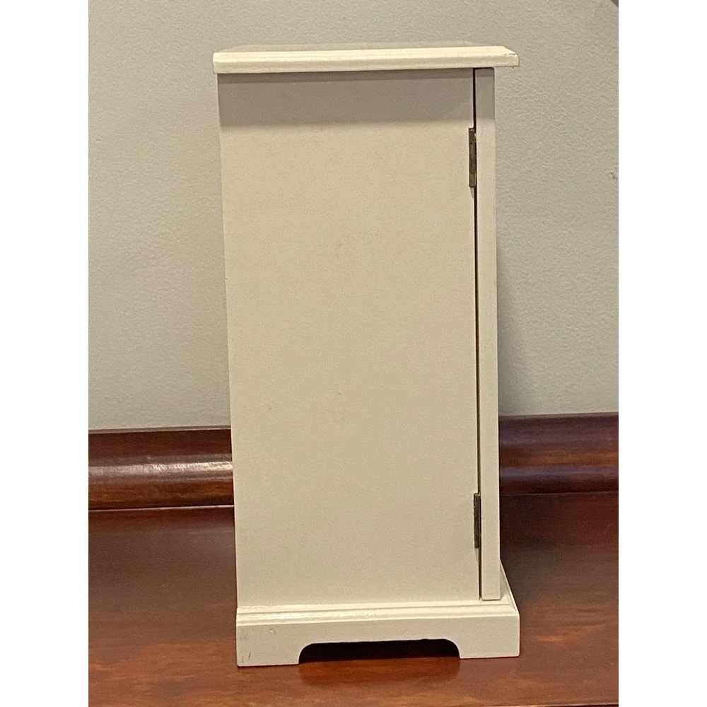 Vintage Jewelry Armoire Box Double Glass Doors, Drawer, Hooks, Pink Velvet Lined